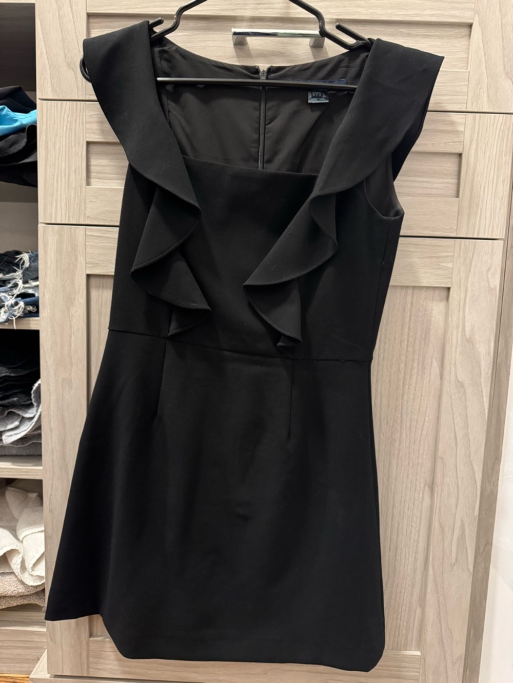 French Connection Black V-Neck Ruffle Sleeve Mini Dress - Picture 2 of 2